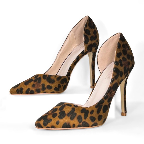 Leopard Print Pointed Toe D'Orsay Stiletto High Heels, Size 8 (MSRP $99) - Picture 3 of 7